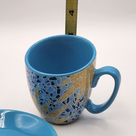 GdP Giordano di Ponzano Italy Modern Cup Saucer Bright Geometric Mosaic Sunburst - Picture 12 of 12